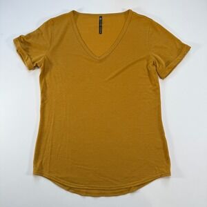 KUHL Inara S/S Curved Hem Shirt Womens Small Yellow Rolled Sleeves Never Worn